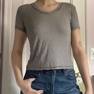 Brandy Melville Striped V Neck Baby Tee!